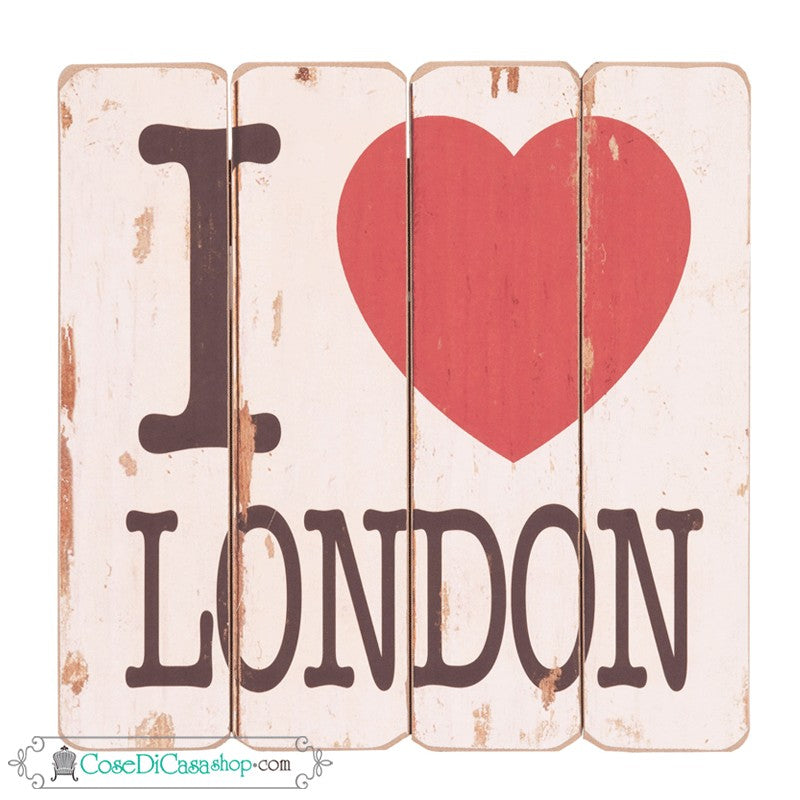 Quadro su legno "I Love London"