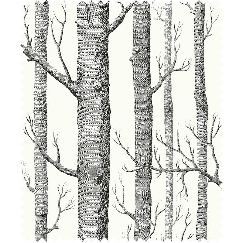 TESSUTO "Woods Linen Union Black on White" - The Contemporary - Cole & Son