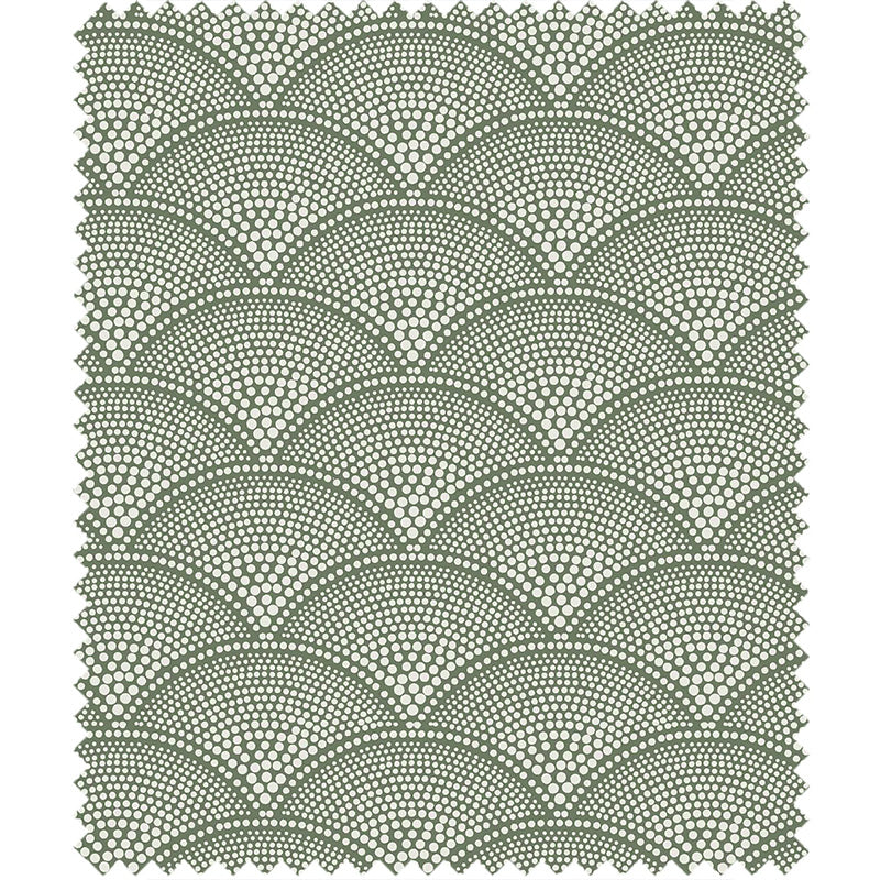 TESSUTO "Feather Fan Jacquard Cream on Olive Green" - The Contemporary - Cole & Son