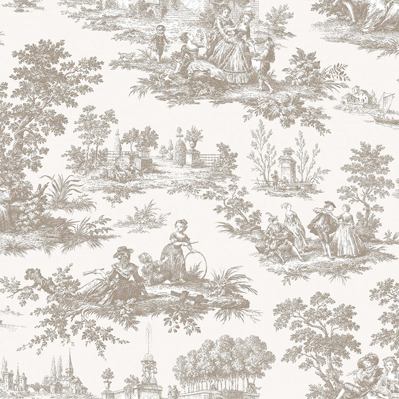 Carta da parati "Toile de Jouy armonia Beige", a metraggio o rotolo