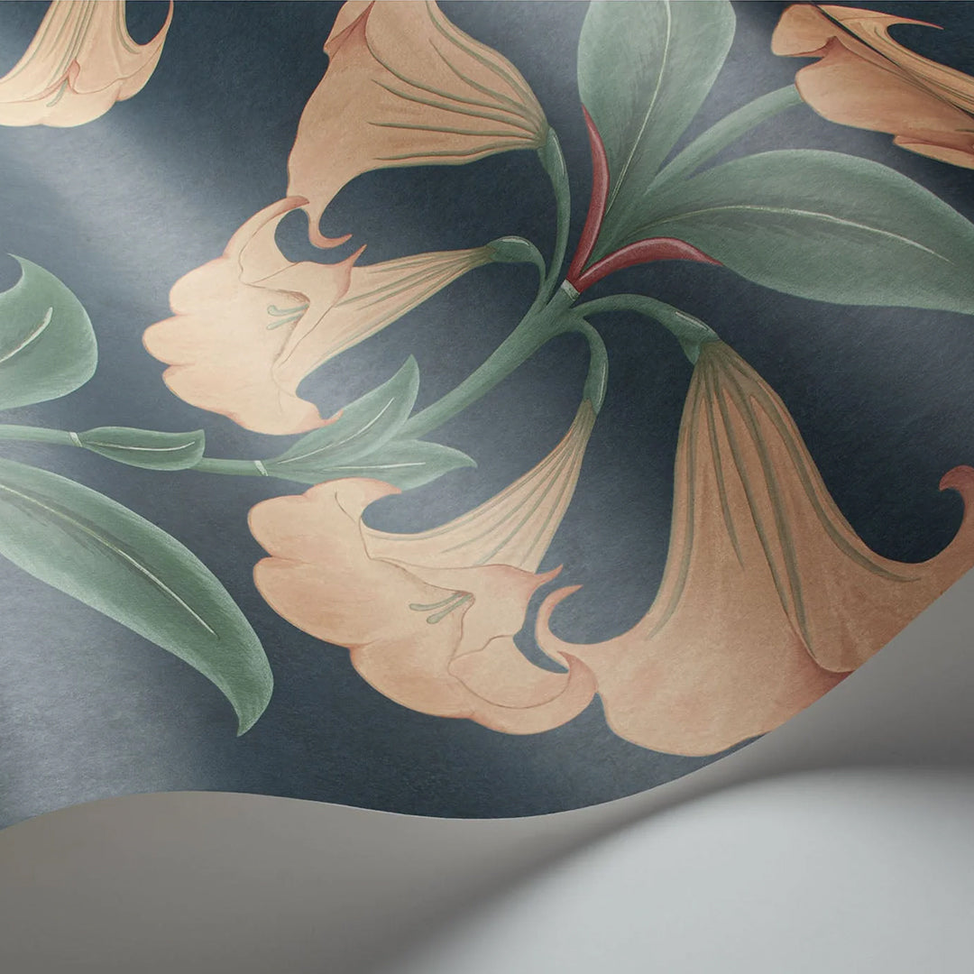 Carta da Parati “Angel’s Trumpet rosa e verde su fondo verdone” | COLE & SON