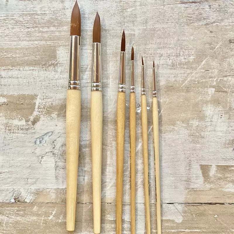 Set pennellini per decorazioni - Punta Tonda, 6 pezzi