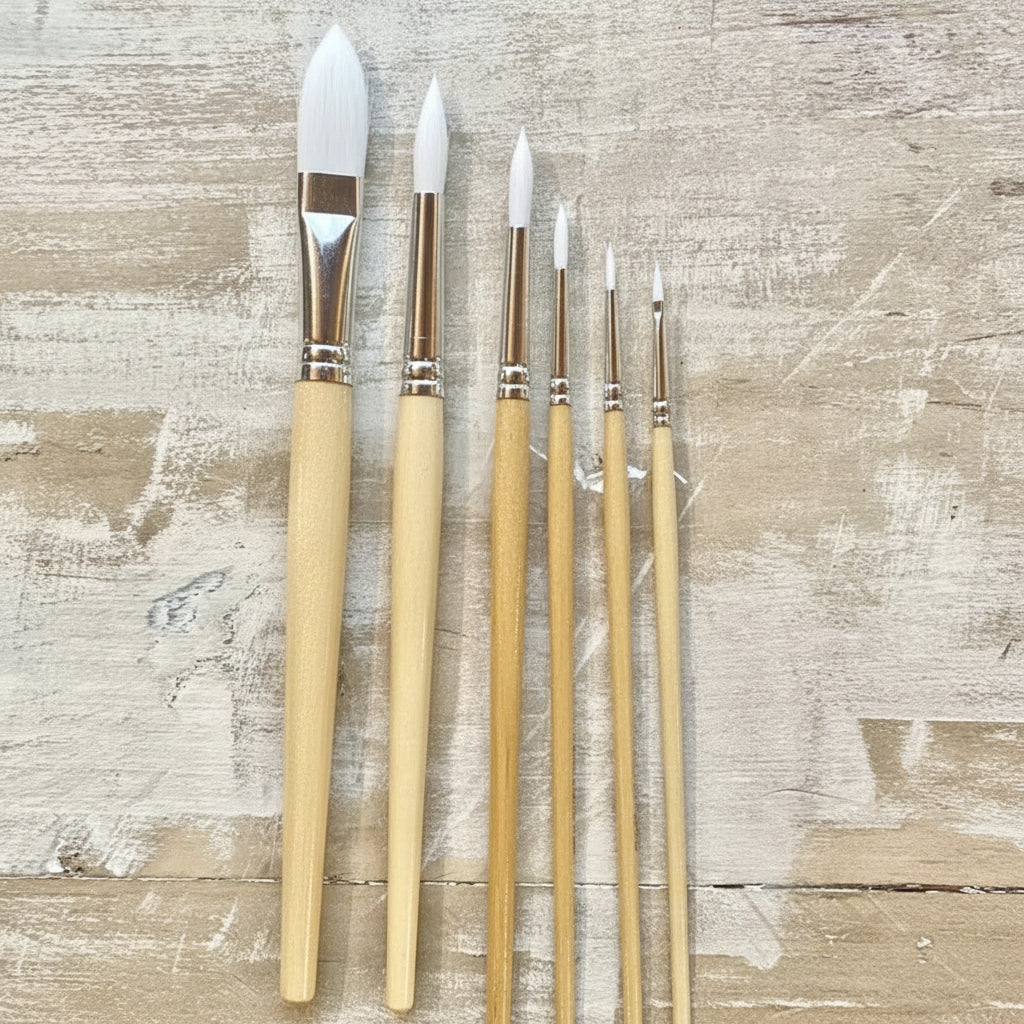 Set pennellini per decorazioni - Punta Tonda, 6 pezzi