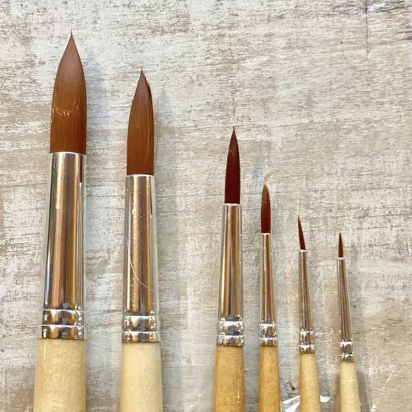 Set pennellini per decorazioni - Punta Tonda, 6 pezzi