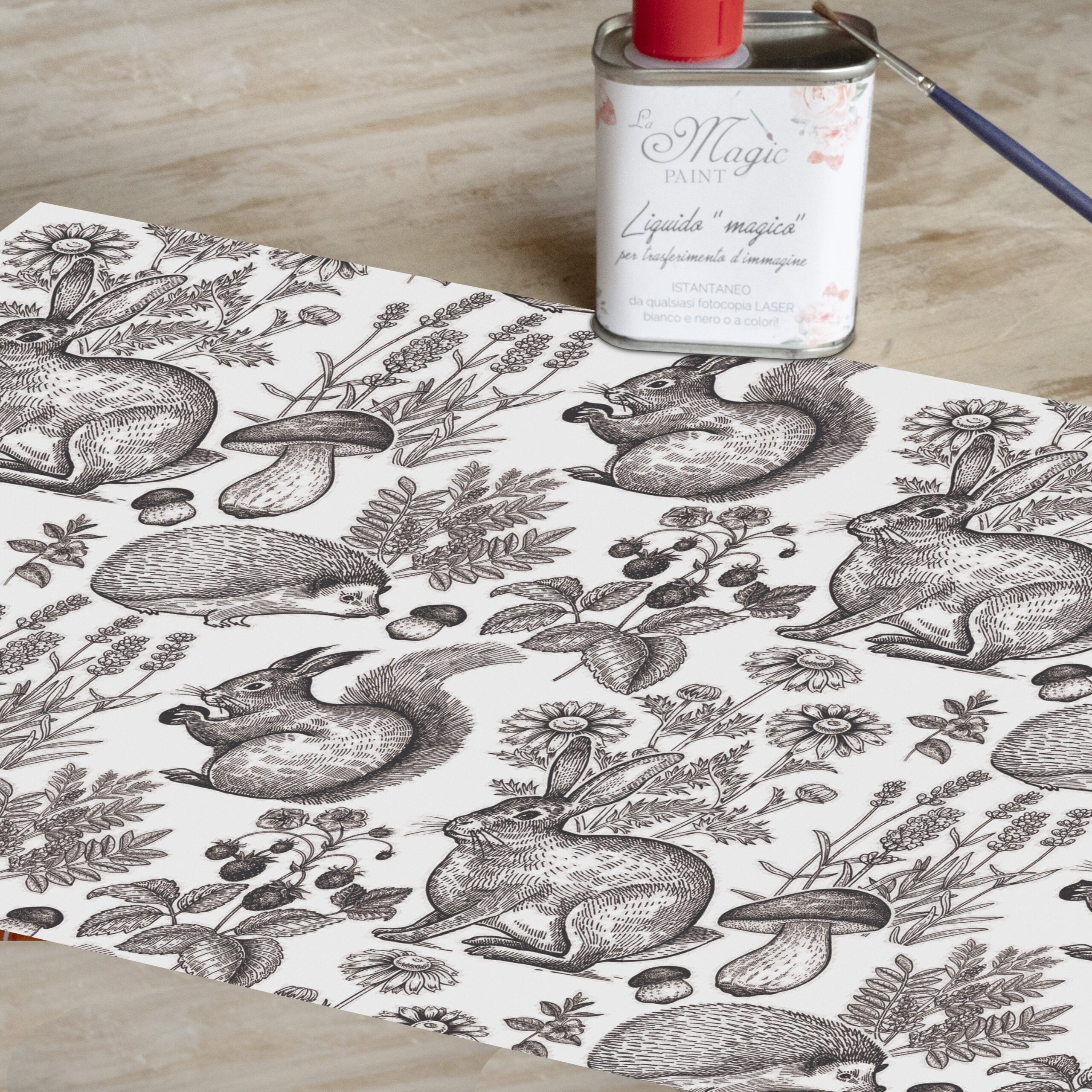 Stampa Trasferibile "FLORA & FAUNA, UNDERWOOD BLACK" 28X40 cm