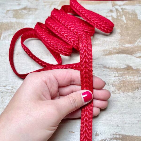 Bordo "Delicato Rosso" Passamaneria Italiana - 1,2 cm