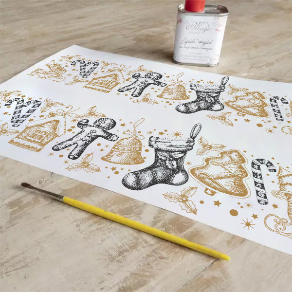 Stampa Trasferibile "NATALE, Bordo delle Feste" 28x40 cm