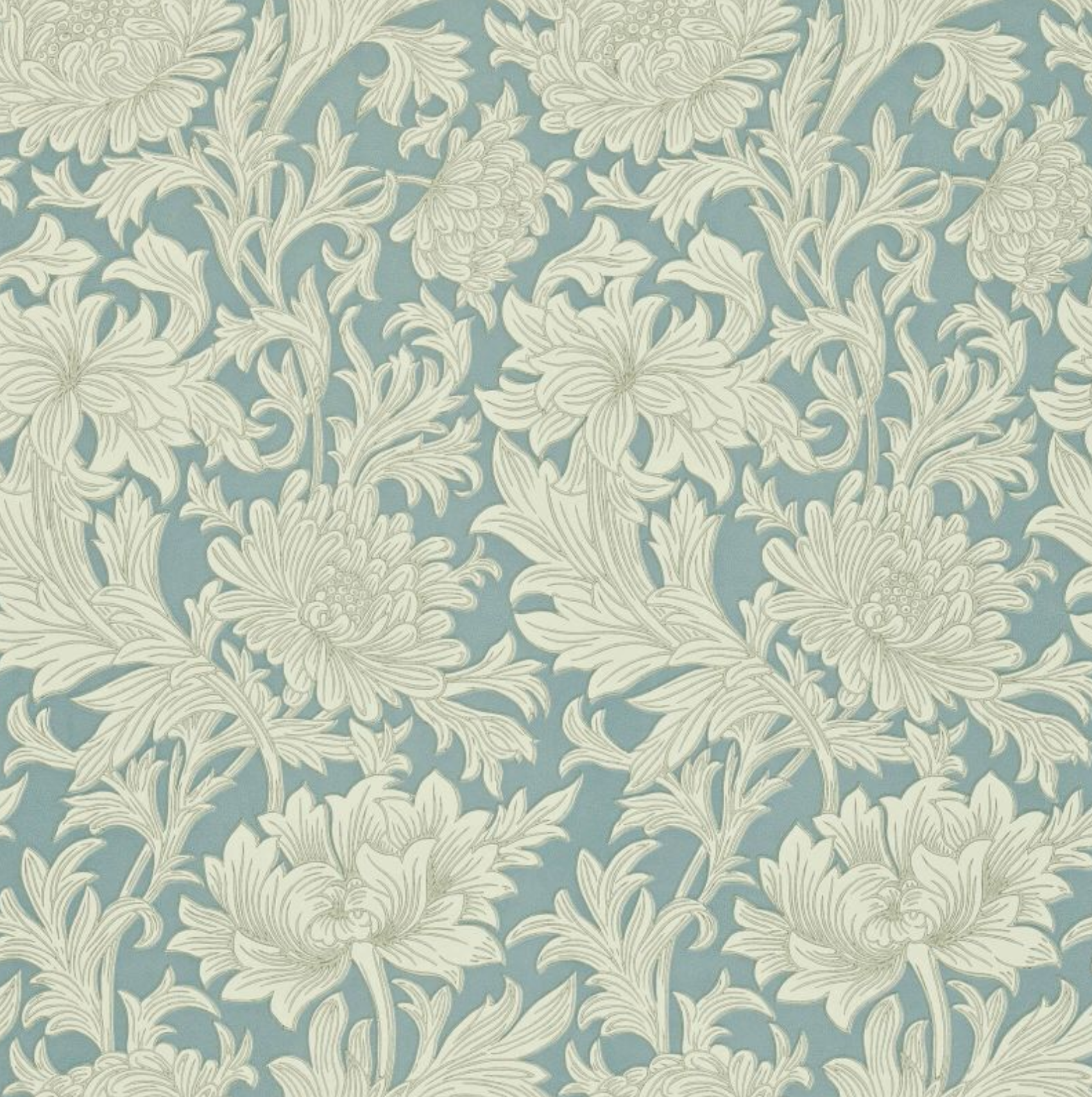 Carta da parati “Chrysanthemum Toile” azzurro, catalogo Morris & Friends a metraggio o rotolo
