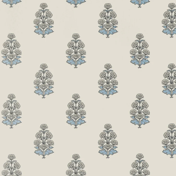 Carta da Parati “Audrey Beige e Azzurro” Boxwood | THIBAUT