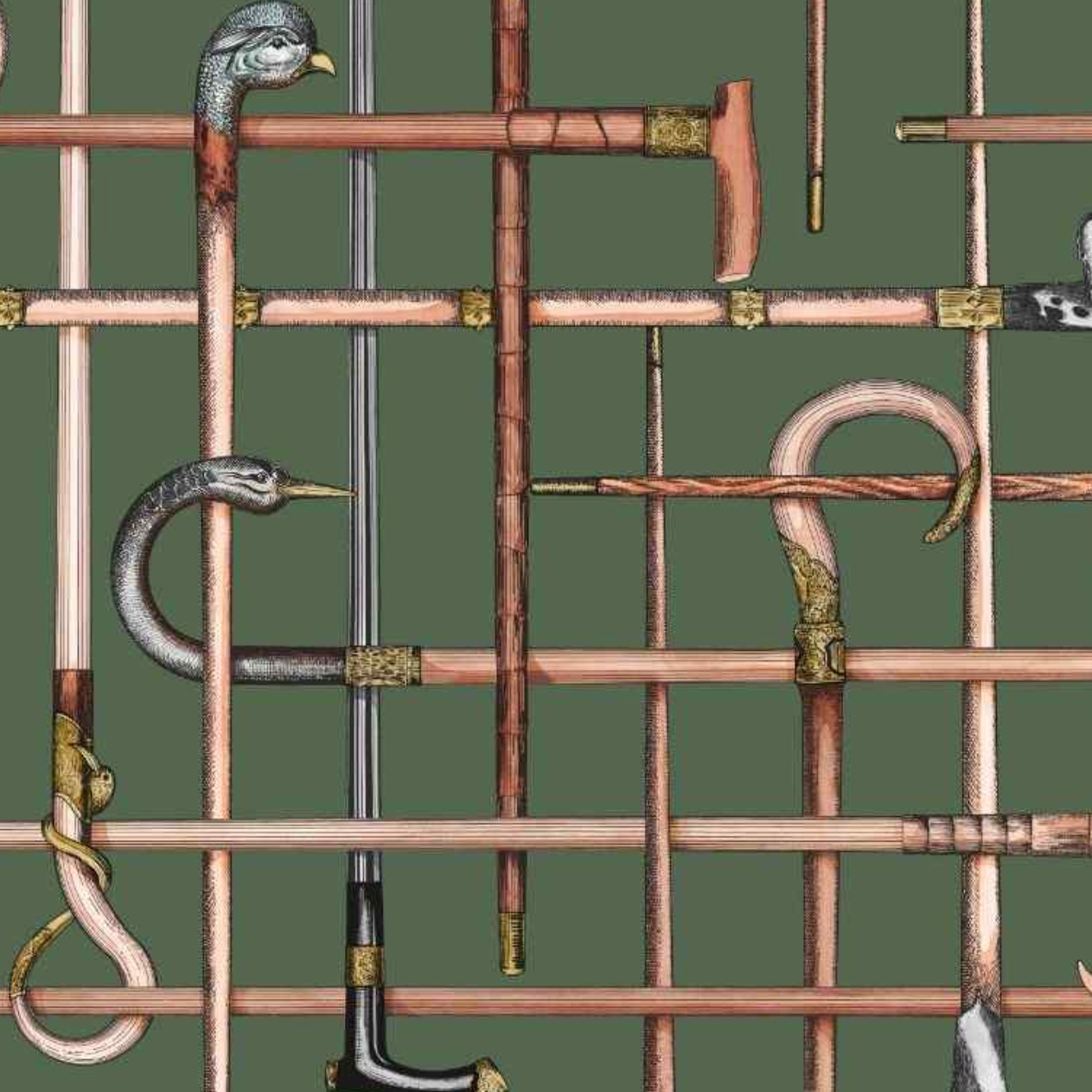 Carta da Parati "Bastoni verde" Fornasetti | COLE & SON