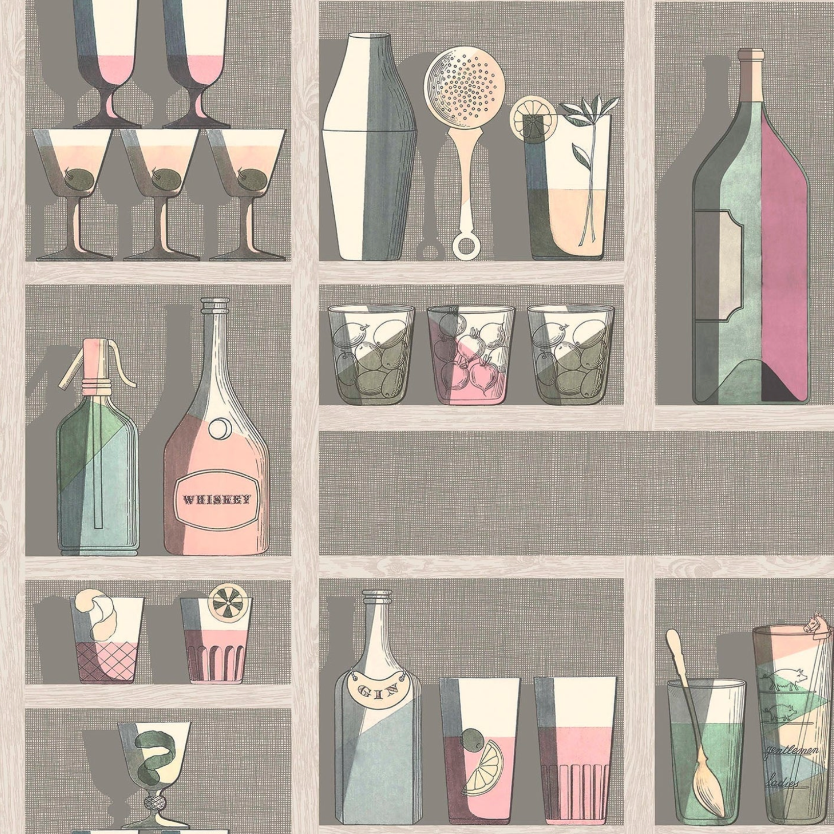 Carta da Parati "Cocktails pastello" Fornasetti | COLE & SON