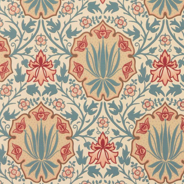 Carta da Parati "Iris & Rose Rosso" MORRIS & CO. | THE HUNTINGTON