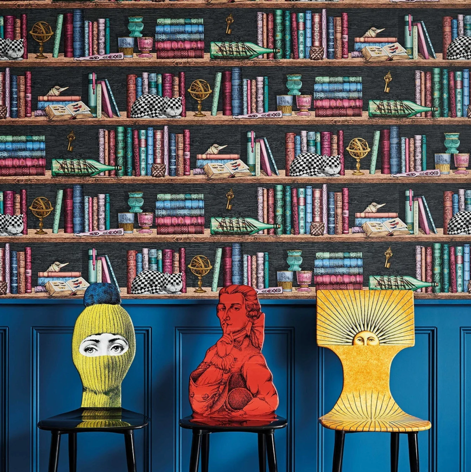 Carta da Parati "Libreria multicolor" Fornasetti | COLE & SON