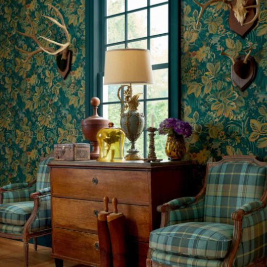 Carta da Parati “Night Garden Verde Chiaro” Boxwood | THIBAUT