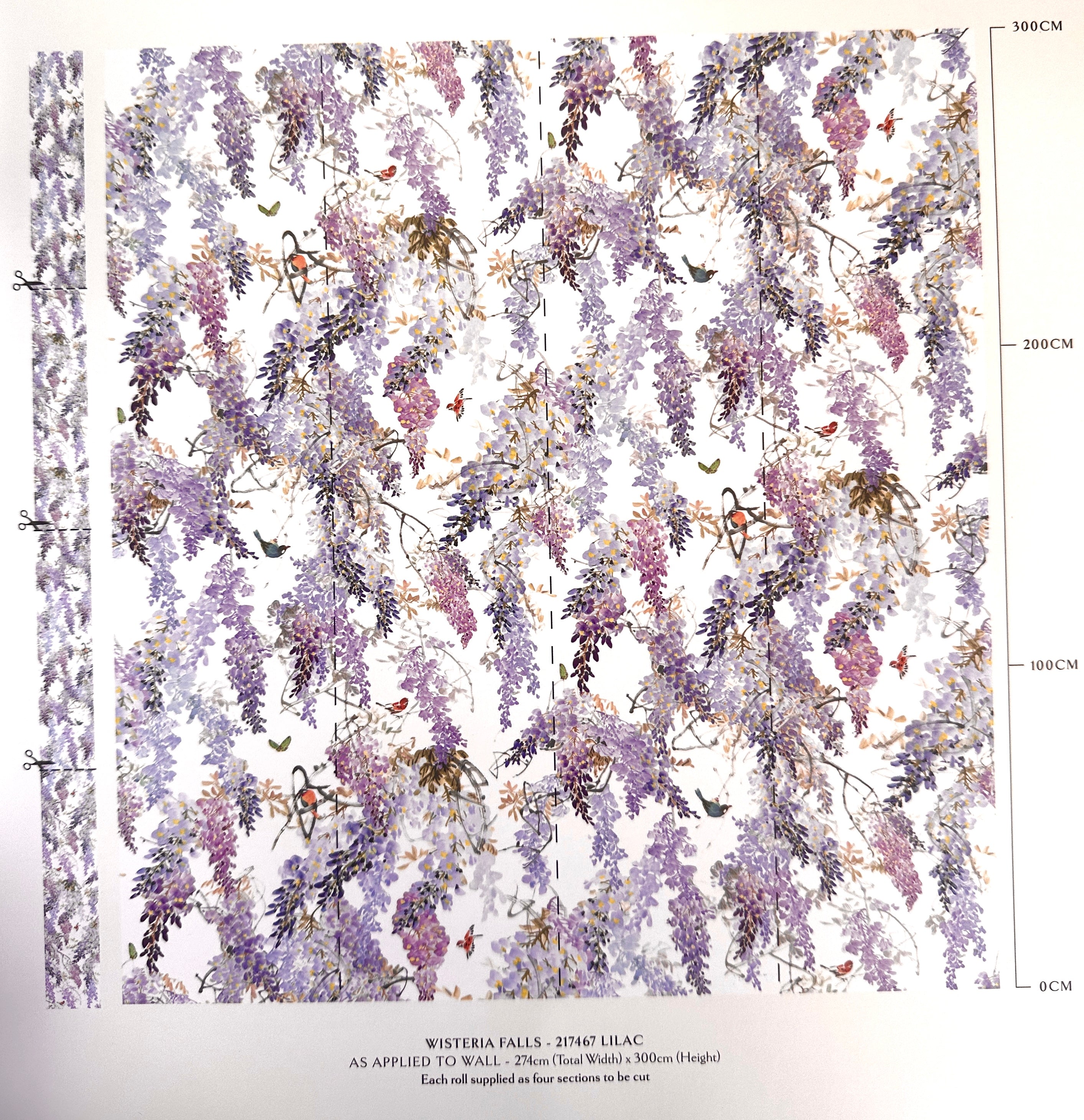 Carta da parati "Wisteria Falls Lilla" - Curios - SANDERSON