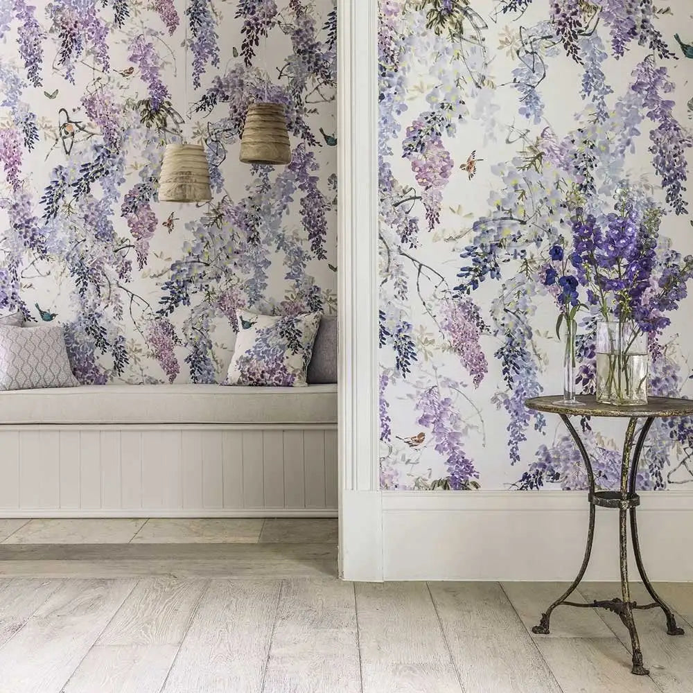 Carta da parati "Wisteria Falls Azzurra" - Curios - SANDERSON