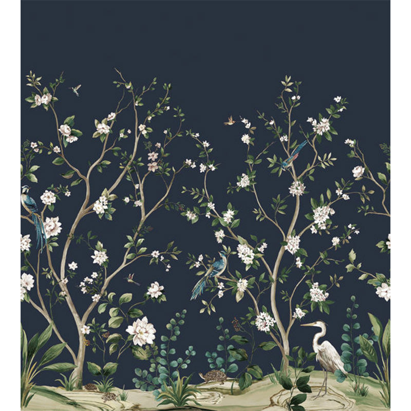 Carta da parati - "Heron Botanical Mural - Admiral Blue" | WALLQUEST - DAISY BENNETT