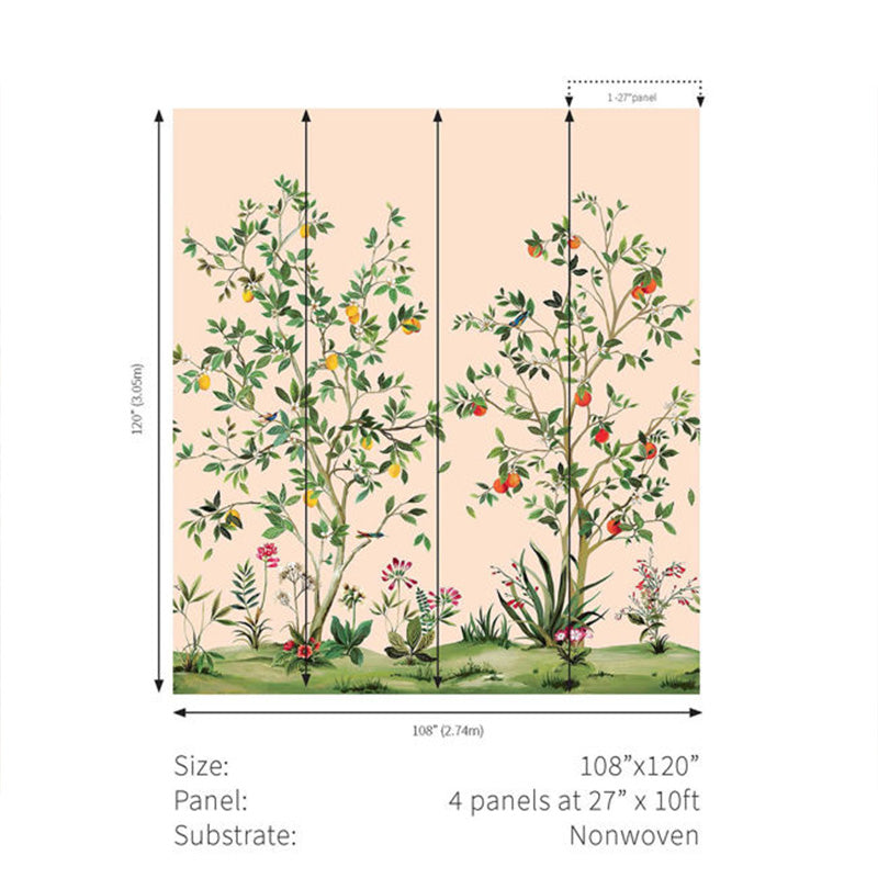 Carta da parati - "Citrus Grove Mural - Blush" | WALLQUEST - DAISY BENNETT