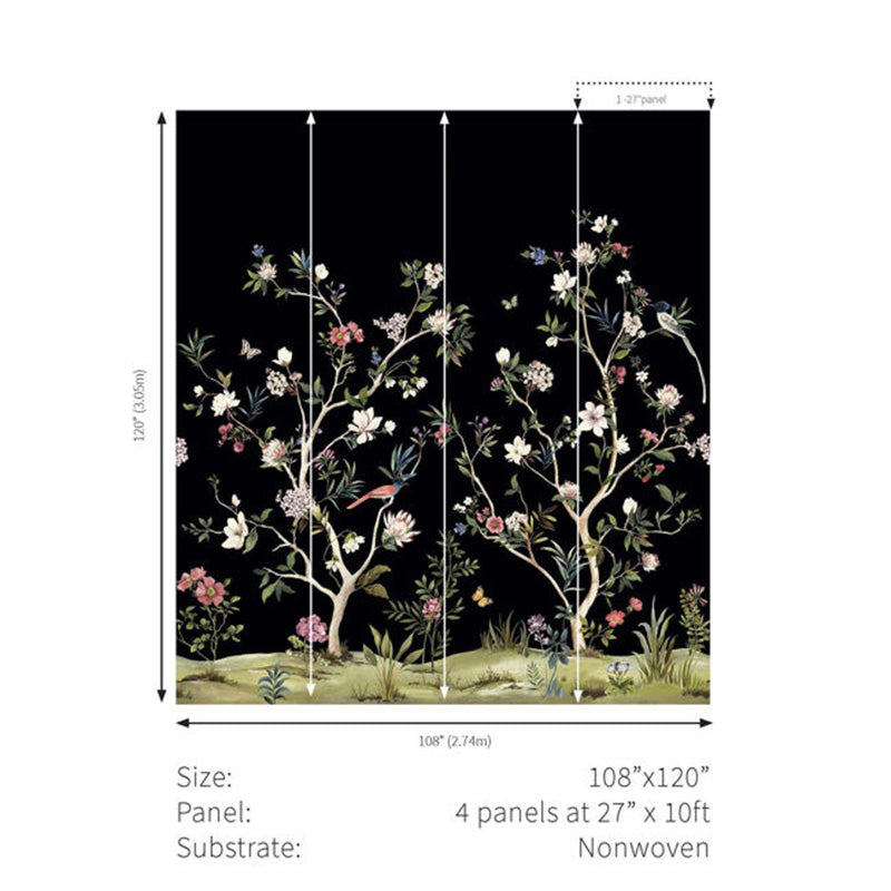 Carta da parati - "Magnolia Mural - Matt Black" | WALLQUEST - DAISY BENNETT