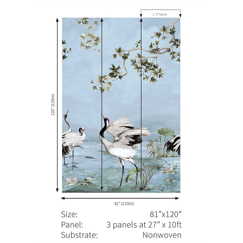 Carta da parati - "Crane Mural - Blue" | WALLQUEST - DAISY BENNETT