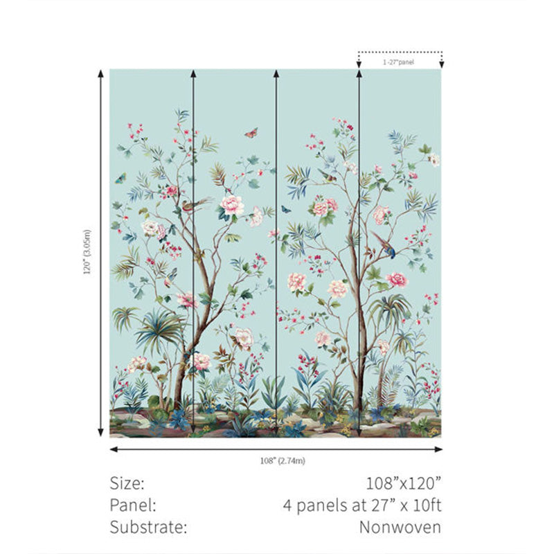 Carta da parati - "Charleston Gardens Mural - Sky Blue" | WALLQUEST - DAISY BENNETT