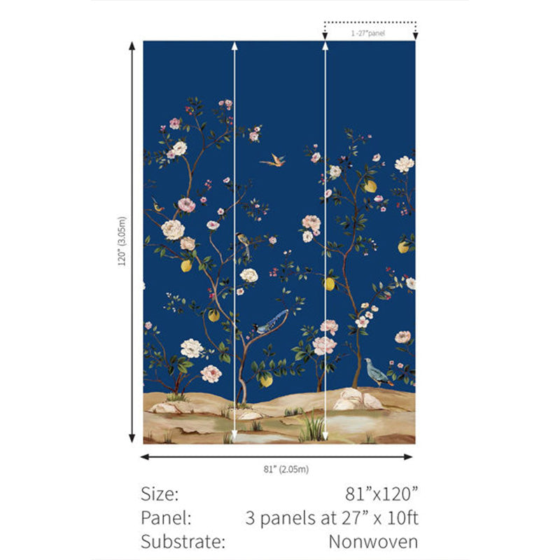Carta da parati - "Blossom Mural - Indigo" | WALLQUEST - DAISY BENNETT