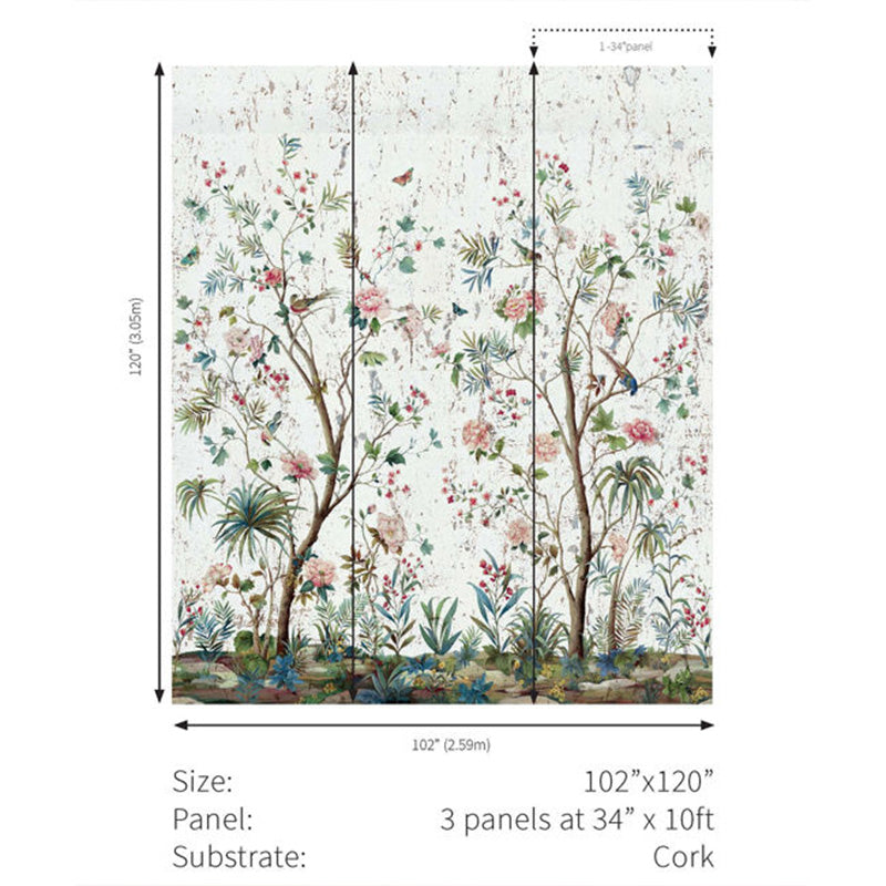Carta da parati - "Charleston Garden Mural - Salt White" | WALLQUEST - DAISY BENNETT