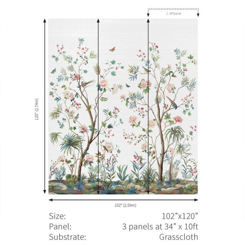Carta da parati - "Charleston Garden Mural - Silver" | WALLQUEST - DAISY BENNETT