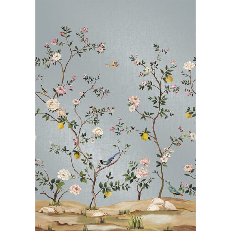 Carta da parati - "Blossom Mural - Blue Metallic Linen" | WALLQUEST - DAISY BENNETT