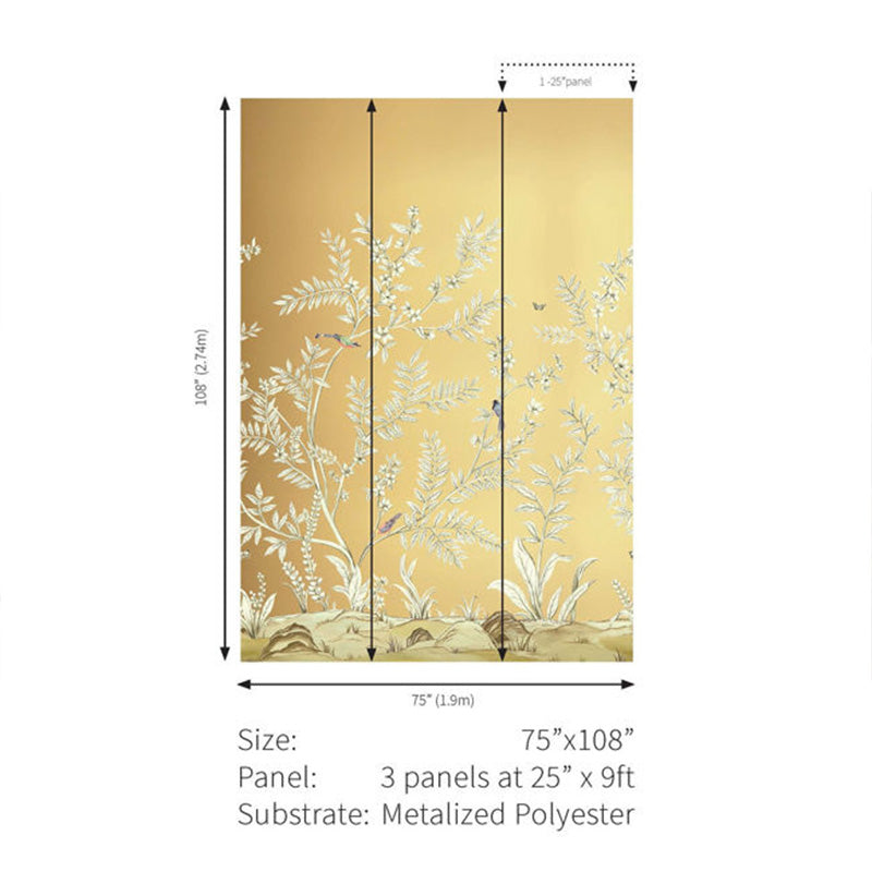 Carta da parati - "Vining Beauty Mural - Gold Metallic" | WALLQUEST - DAISY BENNETT