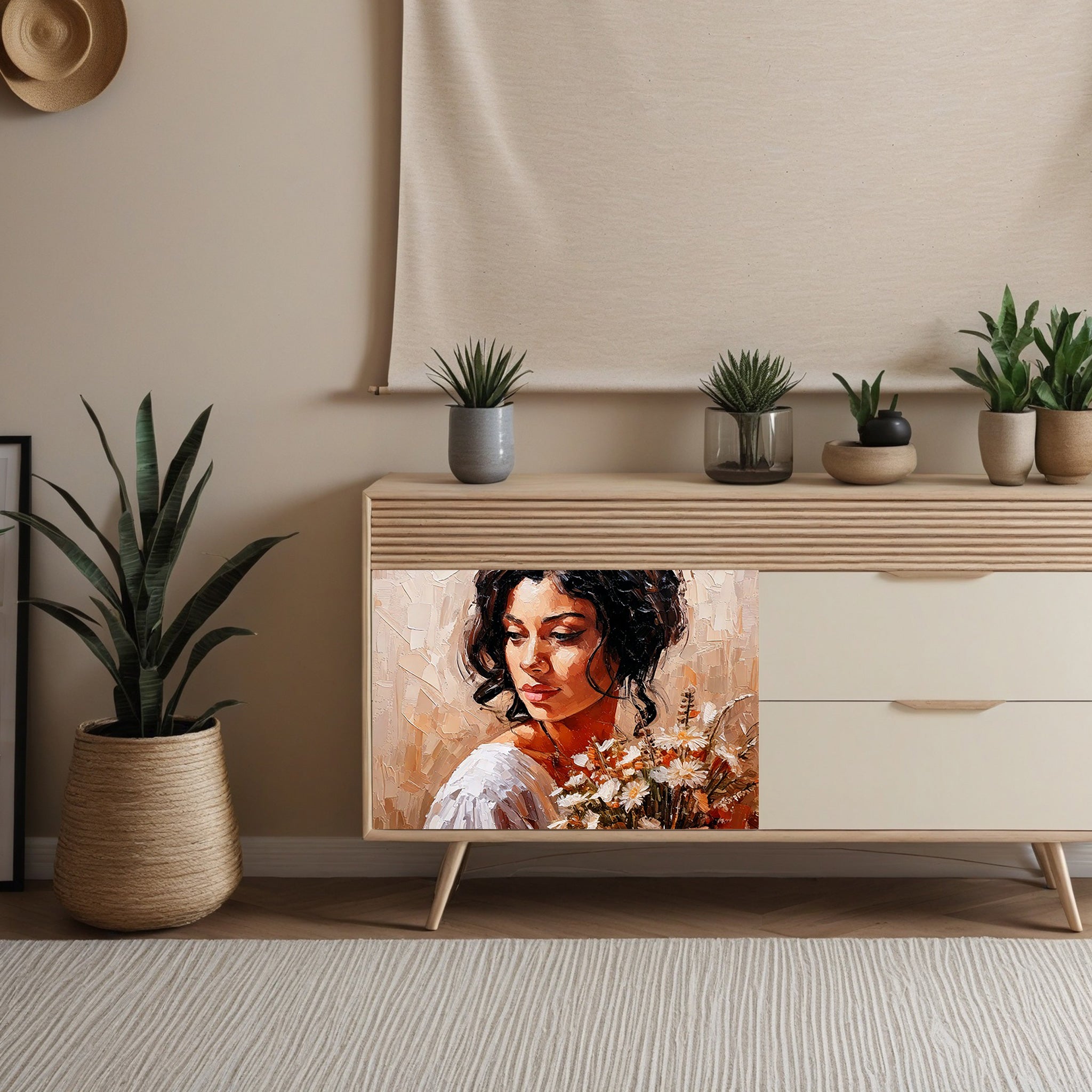 Dècoupage Vintage Quadro – Donna con margherite 2