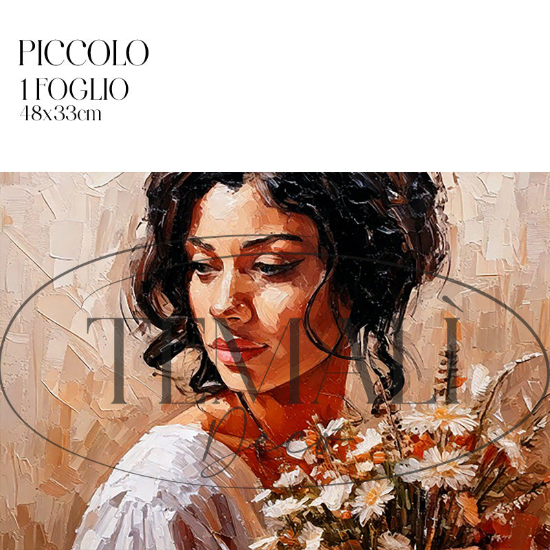 Dècoupage Vintage Quadro – Donna con margherite 2