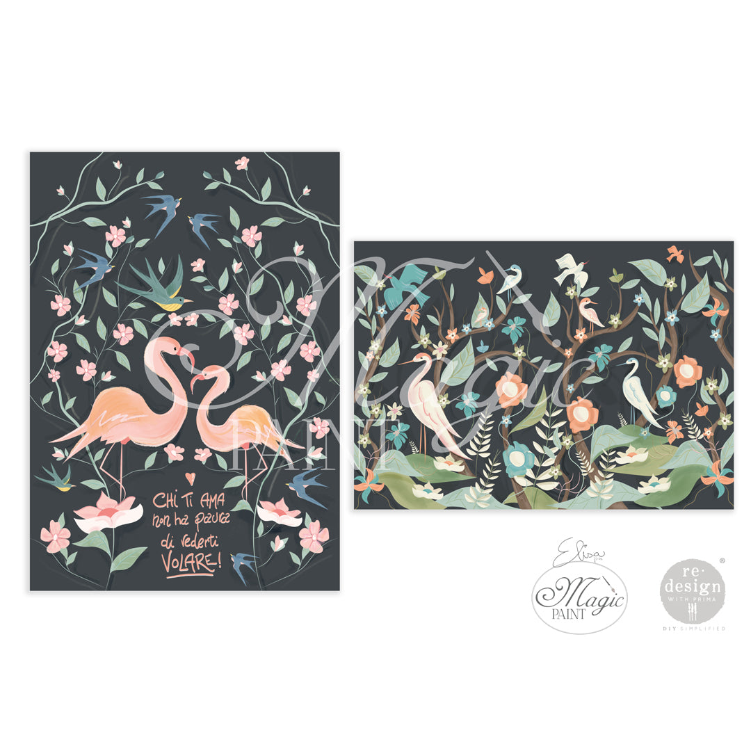 Carta da Decoupage “Free Love” Elisa e Magic Paint per Redesign - Formato 49.5×76.2 cm e 29.7×41.9 cm