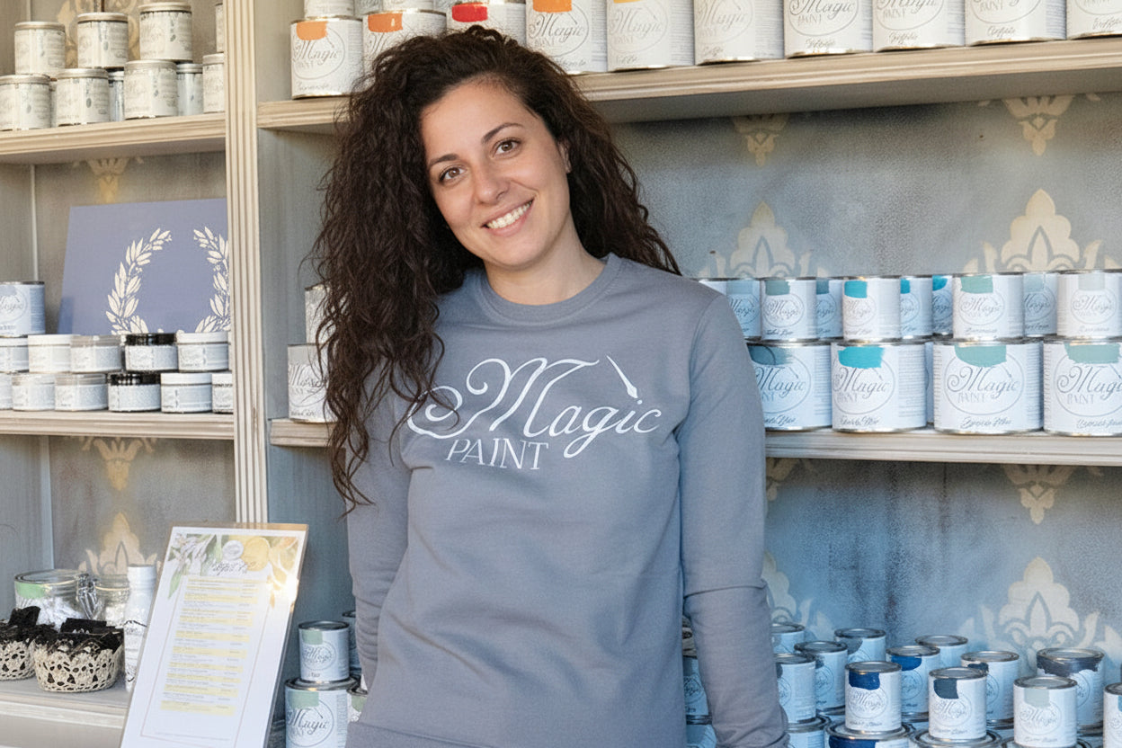 Dunkelgrauer Pullover Magic Paint – Unisex