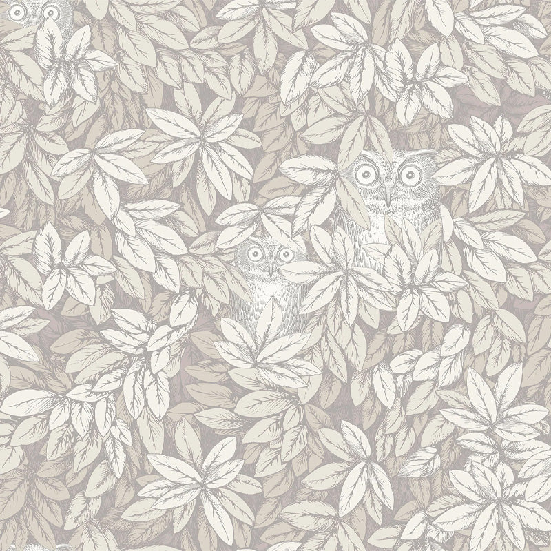 Carta da Parati "FOGLIE E CIVETTE TORTORA" Fornasetti | COLE & SON