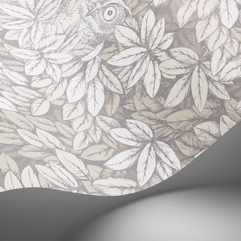 Carta da Parati "FOGLIE E CIVETTE TORTORA" Fornasetti | COLE & SON