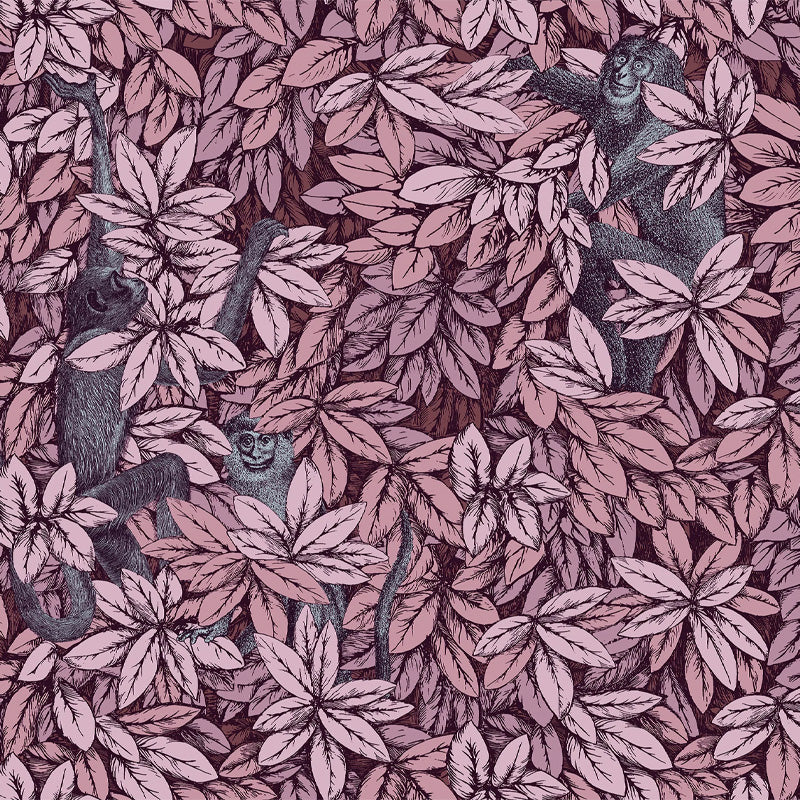 Carta da Parati "FOGLIE E SCIMMIE ROSA" Fornasetti | COLE & SON