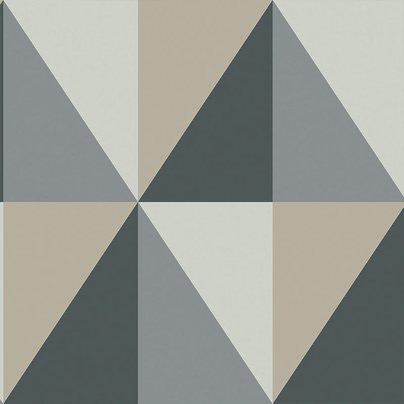 Carta da Parati “GEOMETRIC Apex Grand Grey, Charcoal & Metallic Gilver” | COLE & SON