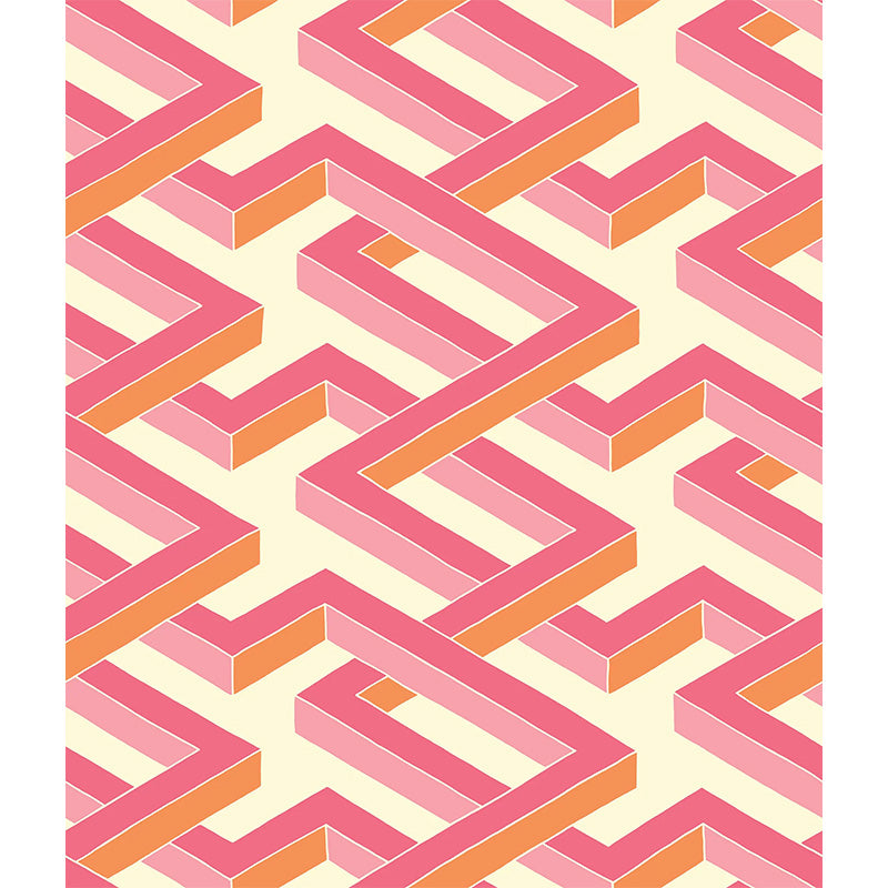 Carta da Parati “LUXOR Fuchsia & Orange on White” | COLE & SON