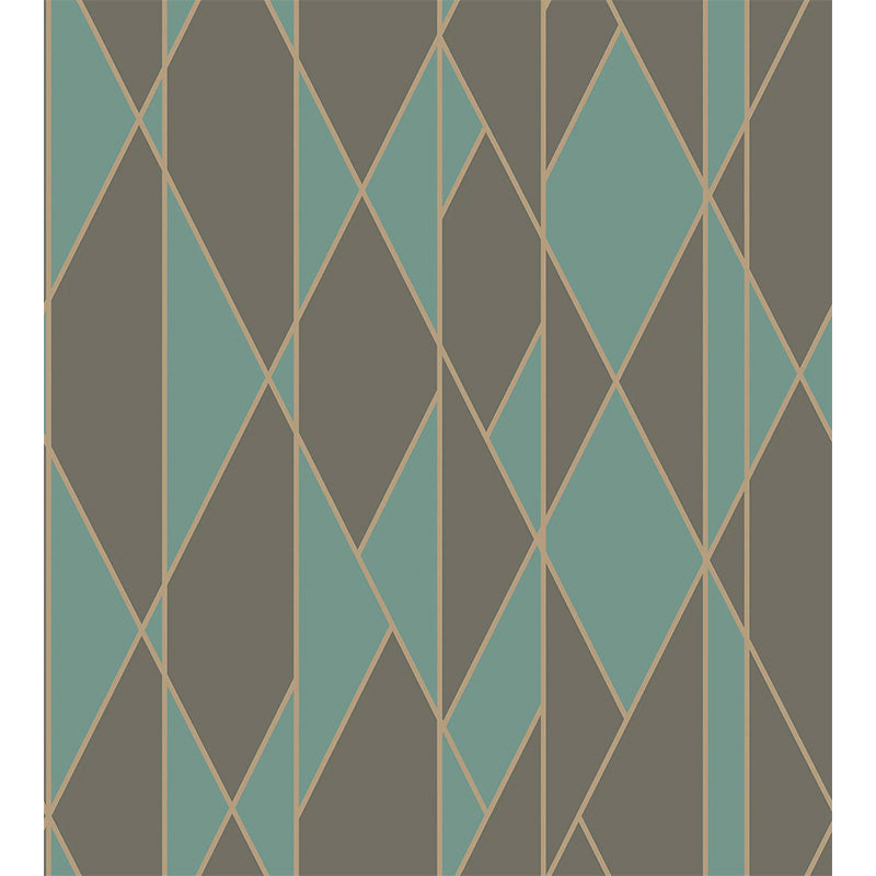 Carta da Parati “OBLIQUE Teal, Soot & Metallic Gilver” | COLE & SON