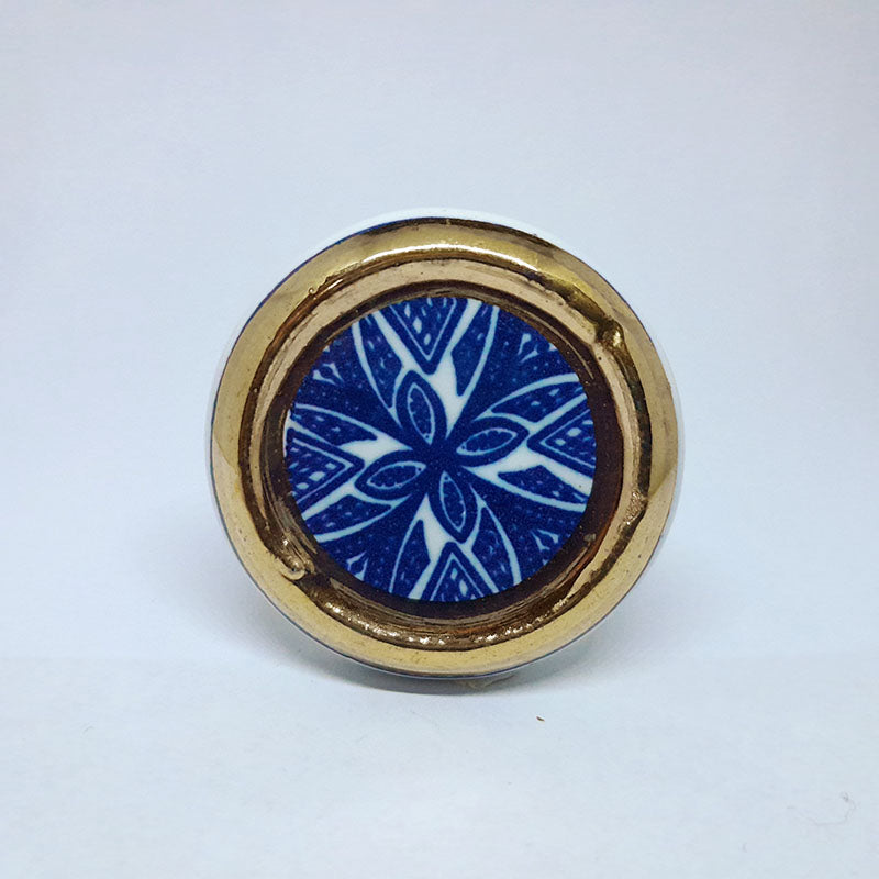 Pomello in ceramica “Tondo Geometrico Blu"