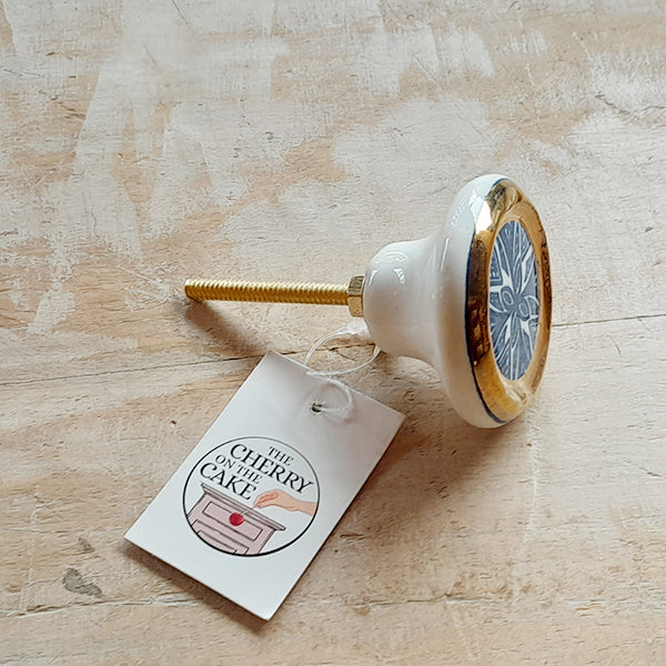 Pomello in ceramica “Tondo Geometrico Blu"