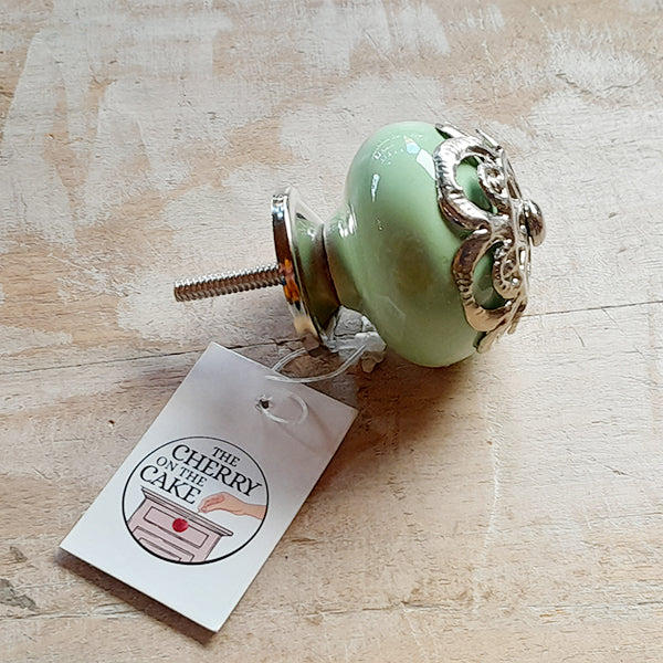 Pomello in ceramica “Sfera Preziosa Verde & Argento"