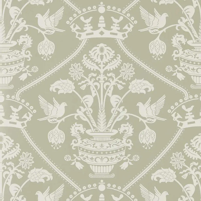Carta da parati "Highgrove Damask verde" - Highgrove - SANDERSON
