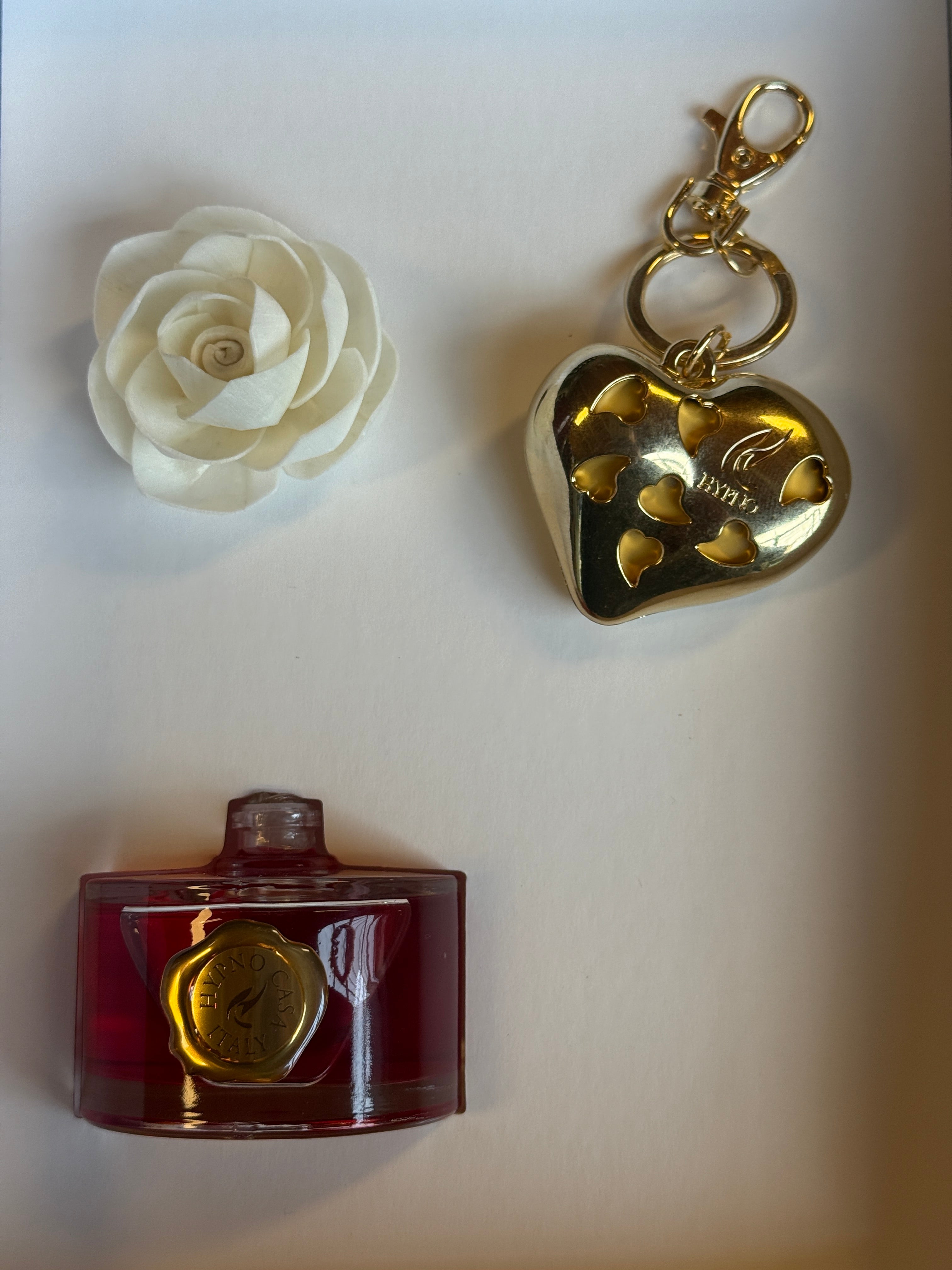 Confezione regalo - portachiavi e diffusore da 60 ml "Dolci emozioni con rosa"