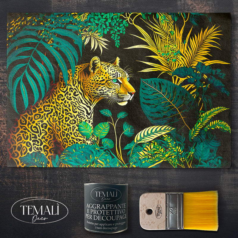 Dècoupage Tropical - Leopardo in Verde