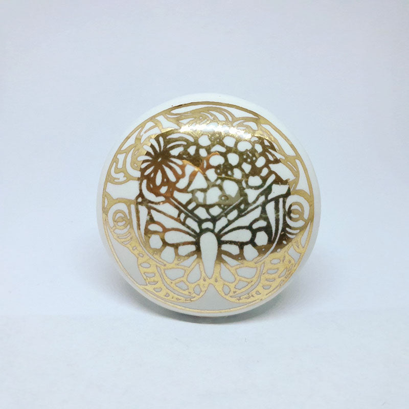 Pomello in ceramica “Farfalle Dorate"