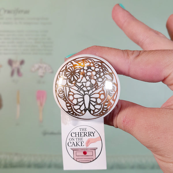 Pomello in ceramica “Farfalle Dorate"