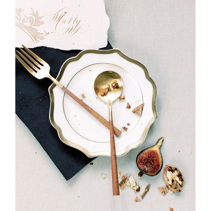 Servizio di 6 piatti fondi "IONICA ORO & AVORIO" Ø 22 cm