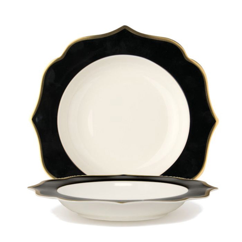 Servizio di 6 piatti fondi "IONICA ORO & NERO" Ø 22 cm